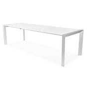 Table / table de réunion extensible 'Altar' blanche laquée 4 pieds métal brossé – 190(270) x 95 cm