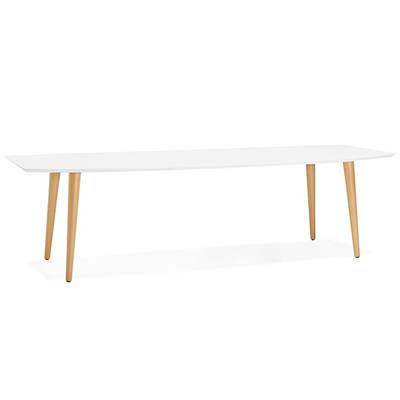 Table à diner / de réunion extensible scandinave 'Svenssen' blanche 4 pieds bois – 170(270) x 100 cm