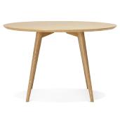 Table de salle à manger scandinave ronde 'Üméa' plateau et 4 pieds bois naturel – Ø 120 cm