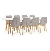 Table / table de réunion extensible scandinave 'Svenssen' blanche 4 pieds bois – 170(270) x 100 cm