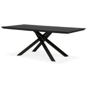 Table de salle à manger design 'Tepee Wood' plateau bois noir pieds en métal noir - 200 x 100 cm