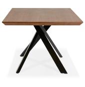 Table de salle à manger design 'Tepee Wood' plateau bois noyer pieds en métal noir - 200 x 100 cm