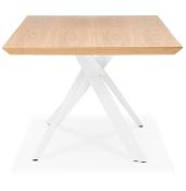 Table de salle à manger design 'Tepee Wood' plateau bois naturel pieds en métal blanc - 200 x 100 cm