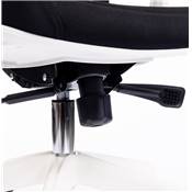 Fauteuil de bureau design à roulettes dossier haut 'TWICE' tissu noir structure blanche pieds blanc