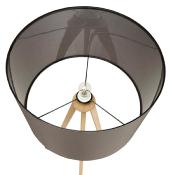 Lampadaire trépied scandinave 'Stätiv' abat-jour en tissu gris 3 pieds en bois naturel