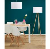Lampadaire trépied scandinave 'Stätiv' abat-jour en tissu blanc 3 pieds en bois naturel