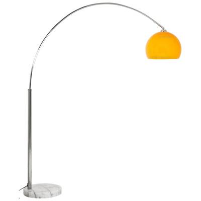 Lampadaire design 'Arc XL' abat-jour orange structure en métal chromé socle en marbre