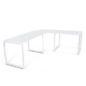 Bureau d'angle design 'Président' en bois blanc pieds en métal blanc - 200 x 230 cm