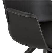 Petite chaise de bureau à accoudoirs design à roulettes 'KOOL' noire avec pieds en métal noir