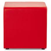 Pouf d'appoint carré rembourré 'KUBE' rouge