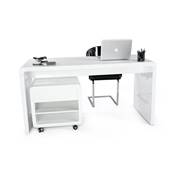 Bureau droit design 'Prestige' en bois laqu blanc  150 x 70 cm