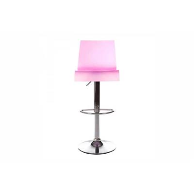 Tabouret de bar réglable design 'Ice' pivotant plexiglass rose pied métal chromé dossier haut