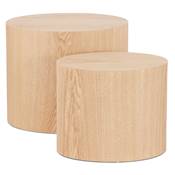 Set de 2 Tables d'appoint guéridons design ovales 'DUO' en bois finition naturelle