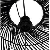 Suspension design demi sphère 'JUNGLE' noire abat jour rotin structure métal réglable en hauteur