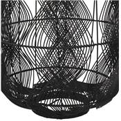 Suspension design ronde 'OMBRA' abat jour rotin noir structure métal noir réglable en hauteur