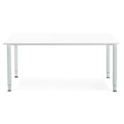 Table / bureau droit design 'VANIA' en bois blanc pied central en métal blanc – 160 x 80 cm
