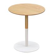 Table d'appoint guéridon design ronde 'DUBELZON' tablette bois pied central métal blanc - Ø 40 cm
