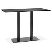 Table de bar Mange-debout design 'TVILLIN' bois noir double pied central métal noir - 160 x 80 cm