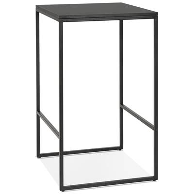 Table de bar haute style industriel carré 'BISTRO' bois noir 4 pieds métal noir idéal proffesionnels