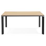 Table de réunion / bureau bench design 'BIG AFER XL' bois pieds métal noir et chromé - 160 x 160 cm