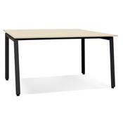 Table de réunion / bureau bench design 'BIG INCONTRO' bois naturel pieds métal noir - 140 x 140 cm