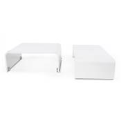 Table basse design gigogne extensible 'Gliss' blanche laquée - 110 x 75 cm
