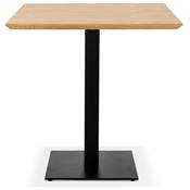 Petite table industriel carré 'FERRO' en bois naturel pied central métal noir – 68 x 68 cm