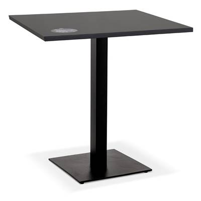 Petite table industriel intérieur / extérieur carrée 'BATTUTO' bois et pied métal noir – 68 x 68 cm