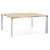 Table réunion / bureau bench design 'BIG AFER XL' bois pieds métal blanc et chromé - 160 x 160 cm