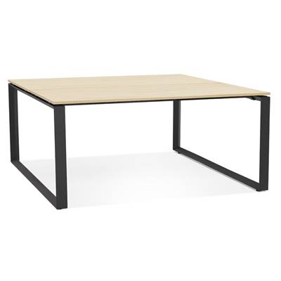 Table de réunion / bureau bench design 'LITTLE MEET' en bois pieds métal noir - 140 x 140 cm