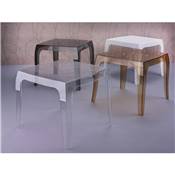 Table basse design carrée 'Baron' en plexiglas blanc opaque - 51 x 51 cm