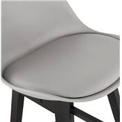 Tabouret de bar design 'CHAIRMAN BLACK EDITION' gris avec 4 pieds en bois noir dossier haut