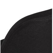 Tabouret de bar 'BLACK CIRCLE' en tissu noir 4 pieds bois noir et repose pieds chromé dossier haut