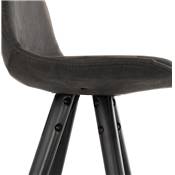 Tabouret de snack mi-hauteur 'BLACK CIRCLE MINI' tissu gris 4 pieds bois noir et chromé dossier haut
