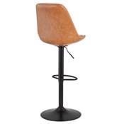 Tabouret de bar réglable design 'BAROK' pivotant marron pied repose pieds en métal noir dossier haut