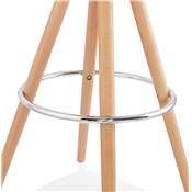 Tabouret bar scandinave 'CIRCLE' velours vert 4 pieds bois naturel repose pieds chromé dossier haut