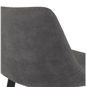 Tabouret de bar design 'KAFTY MINI' en microfibre grise avec 4 pieds en métal noir dossier haut