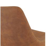 Tabouret de snack mi-hauteur 'KAFTY MINI' en microfibre marron 4 pieds en métal noir dossier haut