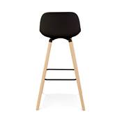 Tabouret de snack mi-hauteur scandinave 'NORSKI MINI' noir 4 pieds bois et métal noir dossier haut