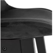 Tabouret snack mi-hauteur 'CHAIRMAN MINI BLACK EDITION' velours noir 4 pieds bois noir dossier haut