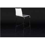 Tabouret de bar design 'Kadra' en bois blanc avec 4 pieds en métal chromé et dossier haut