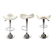 Tabouret de bar réglable design 'Torro' pivotant crème pied central et repose pieds en métal chromé