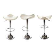 Tabouret de bar réglable design 'Torro' pivotant blanc pied central et repose pieds en métal chromé