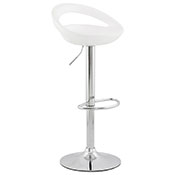 Tabouret de bar réglable design 'Romeo' pivotant blanc avec pied central en métal chromé