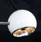 Lampe à poser design 'Globo' abat-jour rond blanc structure et socle en métal chromé