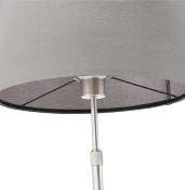 Lampe à poser design 'Okno' abat-jour cylindrique gris socle en métal brossé réglable