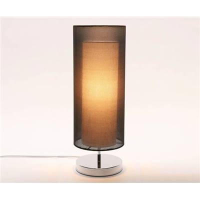 Lampe à poser design 'Ombra' abat-jour double en tissu blanc et noir socle en métal chromé