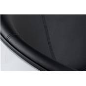 Fauteuil design rond 'Sphere' pivotant blanc et noir pied central en métal chromé