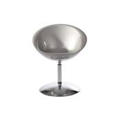 Fauteuil design boule 'Rondo' pivotant gris pied central en mtal chrom