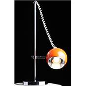 Lampe à poser design 'Globo' abat-jour rond orange structure et socle en métal chromé